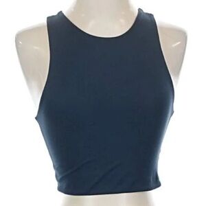 Girlfriend Collective Navy crop top with built in bra / athletic sports bra top